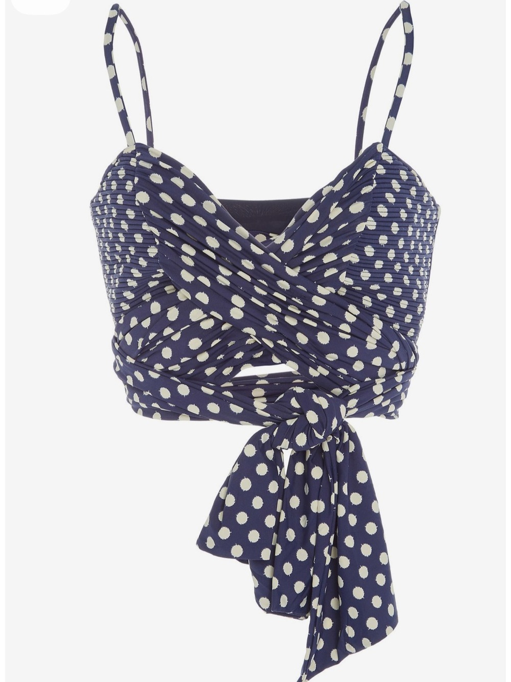 Johanna Ortiz Navy and Cream Polka Dot Top